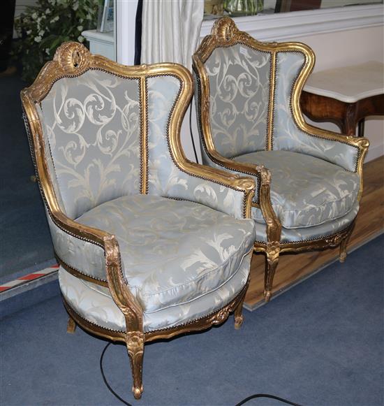 A pair of gilt fauteuils